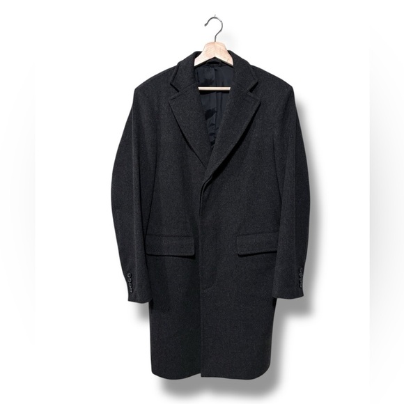 Loro Piana x J. Hilburn Men’s Wool Cashmere Long Charcoal Grey Coat Size Small - Picture 2 of 16